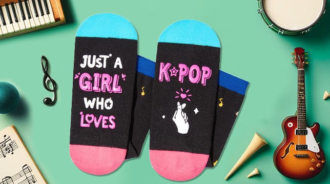 Music Gifts for Women - K-pop Singing Socks for Teen Girls, Singers, K-pop Fans, Music Lovers
