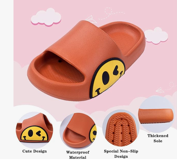 Smiley Face Open Toe Spa Bath Pool Gym House Casual Waterproof Slides Sandles Shoes For Kids Youth