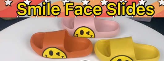 Smiley Face Open Toe Spa Bath Pool Gym House Casual Waterproof Slides Sandles Shoes For Kids Youth