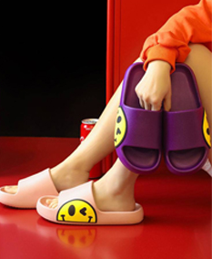 Smiley Face Open Toe Spa Bath Pool Gym House Casual Waterproof Slides Sandles Shoes For Kids Youth