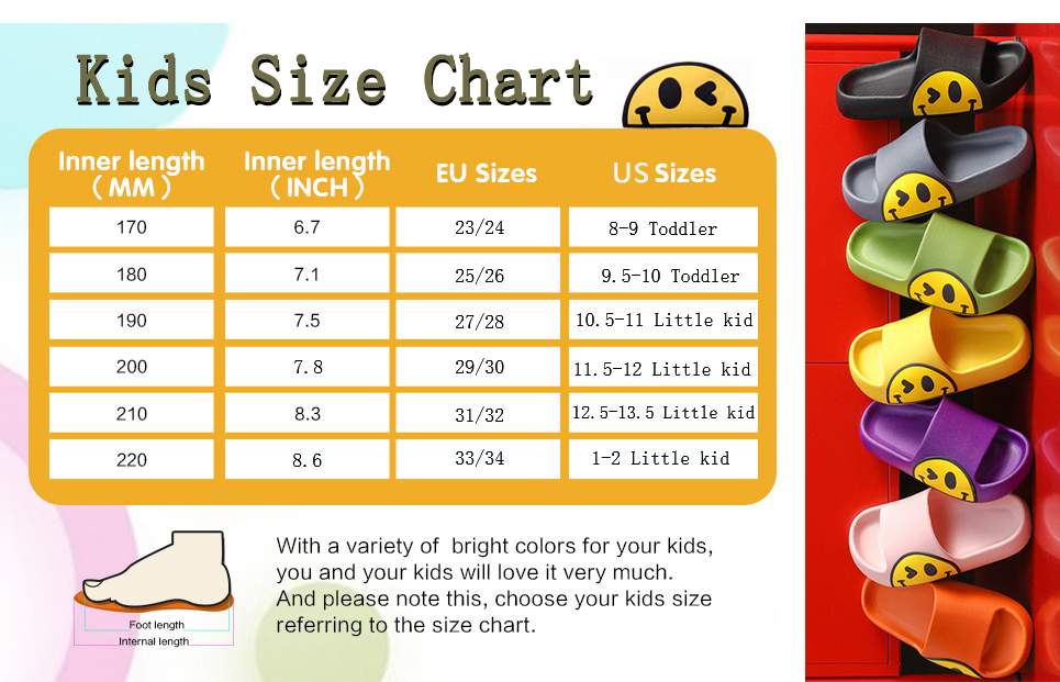 Smiley Face Open Toe Spa Bath Pool Gym House Casual Waterproof Slides Sandles Shoes For Kids Youth