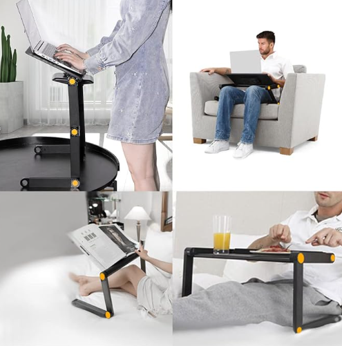 Adjustable Laptop Computer Ergonomical Workstation Desk Stand with 2 CPU Cooling USB Fans with Mouse Pad and Book Stand