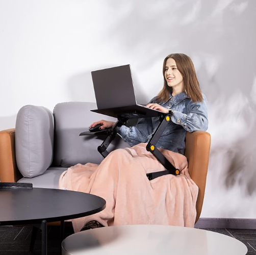 Adjustable Laptop Computer Ergonomical Workstation Desk Stand with 2 CPU Cooling USB Fans with Mouse Pad and Book Stand