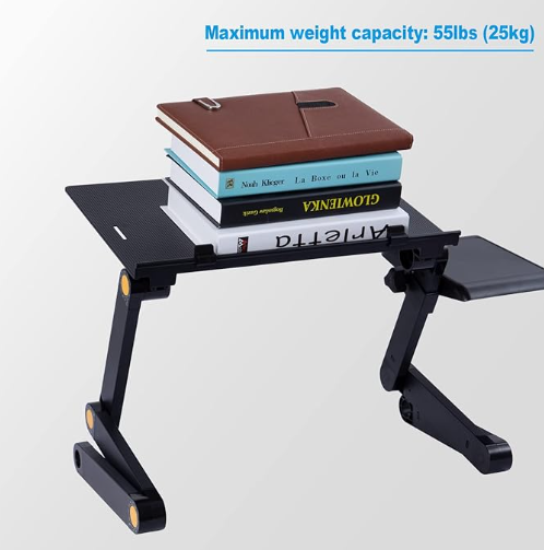 Adjustable Laptop Computer Ergonomical Workstation Desk Stand with 2 CPU Cooling USB Fans with Mouse Pad and Book Stand