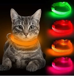 Safety LED Colorful White Orange Red Green Blue Pink Waterproof Anti Pull Pet Dog Cat Collar for Night Walks