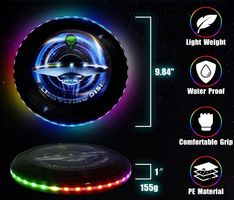 LED Flying Light Up Frisbee Disc Glow in The Dark for Kids and Adults for Day Night Camping Parties Beach