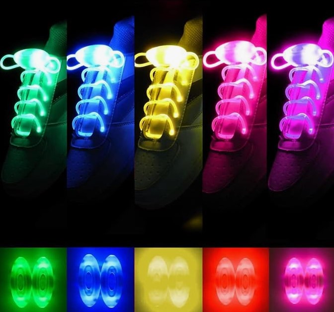 LED Nylon Universal Fun Waterproof Shoelaces Flashing Glow Light Up Party Holidays Halloween for Sneakers Shoes with 3 Modes in 6 Fun Colors
