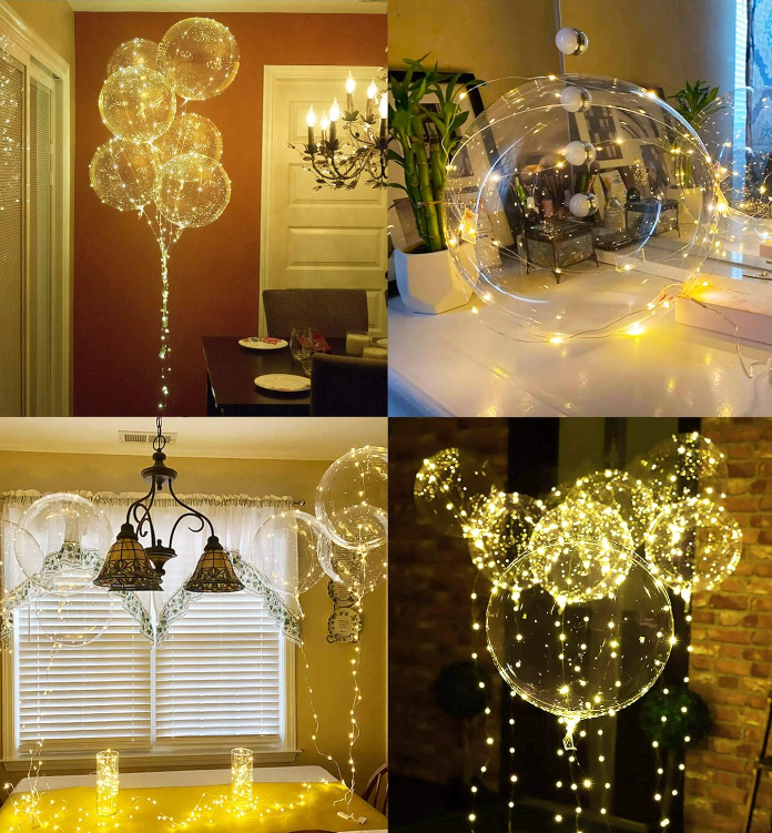 LED Clear LED 12-20in Glow in The Dark Black Purple Orange Arch Halloween Helium Balloons with String Lights 10-30 Packs