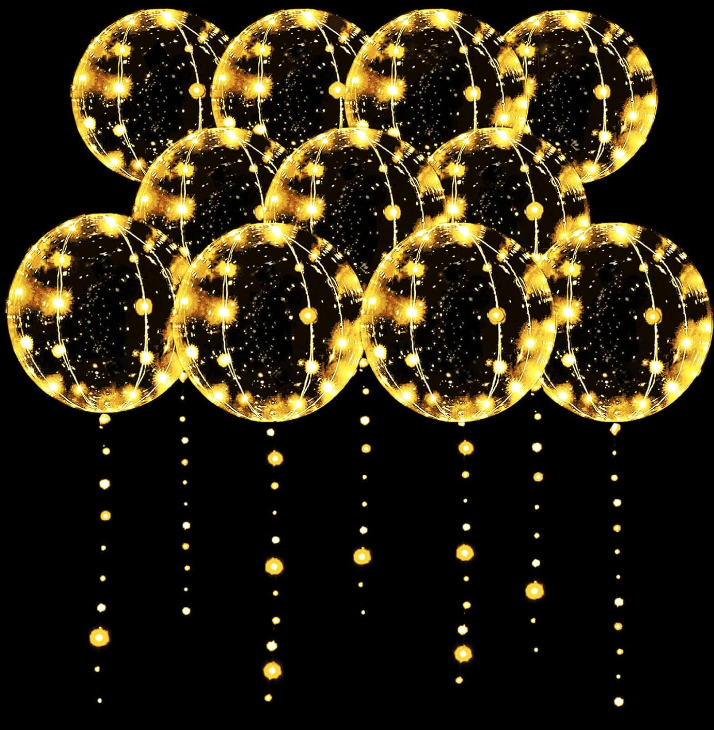 LED Clear LED 12-20in Glow in The Dark Black Purple Orange Arch Halloween Helium Balloons with String Lights 10-30 Packs