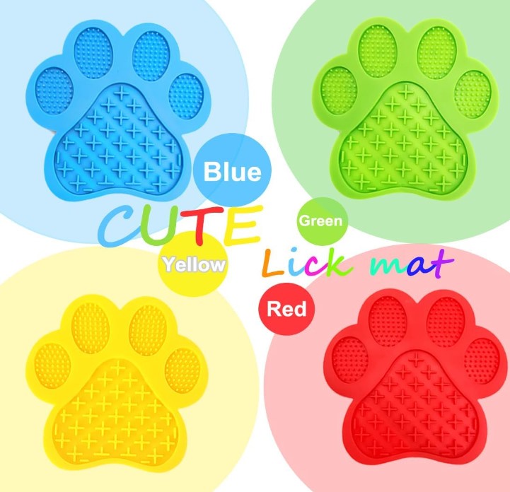 Paw Shaped Colorful 2-in-1 Slow Feeder Interactive Bowl with Super Suction Training Lick Mat for Pets