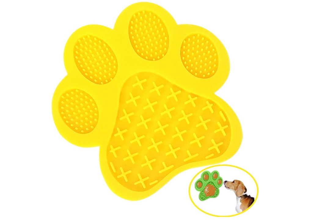 Paw Shaped Colorful 2-in-1 Slow Feeder Interactive Bowl with Super Suction Training Lick Mat for Pets