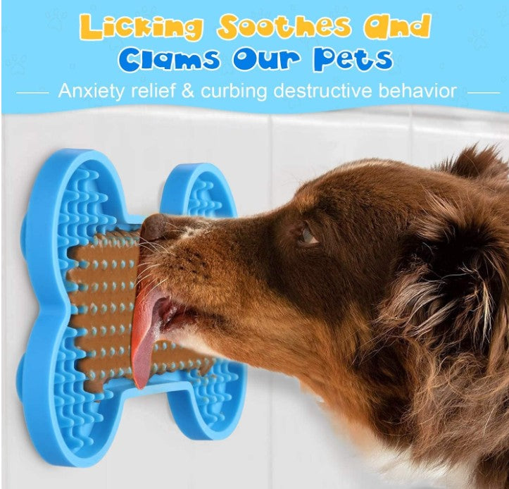 Paw Shaped Colorful 2-in-1 Slow Feeder Interactive Bowl with Super Suction Training Lick Mat for Pets