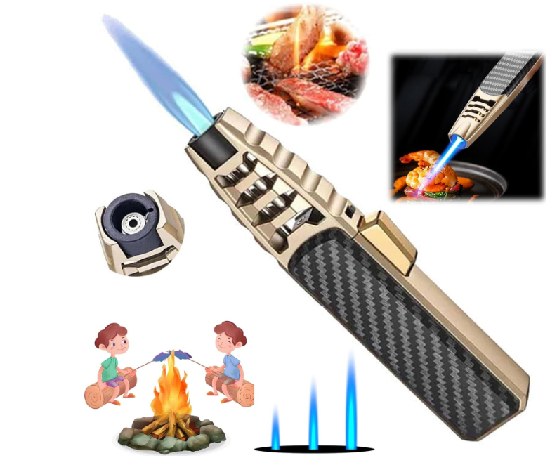 Stainless Steel Gas Mixed Lighter for Camping BBQ Smoking Candles