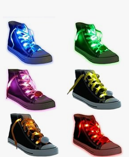 LED Nylon Universal Fun Waterproof Shoelaces Flashing Glow Light Up Party Holidays Halloween for Sneakers Shoes with 3 Modes in 6 Fun Colors