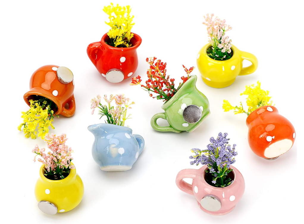 Fridge Strong 3D Refrigerator Magnets Potted Artificial Succulent Cactus Flower Rose Fern Plants Emoji Food Magnets for Kitchen Room Decoration