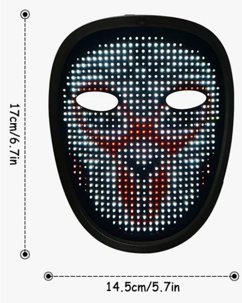 LED Mask Light Up Mask Unisex Light Up Luminous Digital Glow Mask with Gesture Sensing Halloween LED Lighted Face Transforming for Costume Cosplay Party Rave Dj