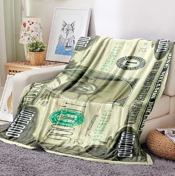 Soft Plush Fleece Flannel Linen Money Printed Fleece Designed Novelty Throw Couch Sofa Bed Spread Blankets