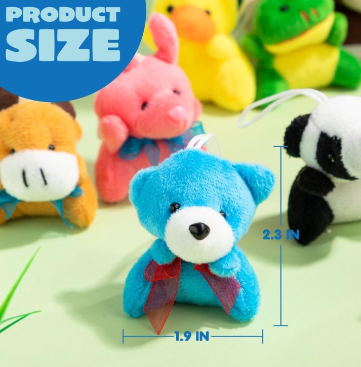 12 Pack 3 Inch Random Mini Small Animal Plush Toy Assortment Bulk Stuffed Animals for Pet Toy Kids for Party Favors Gifts Easter Basket