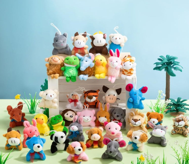 12 Pack 3 Inch Random Mini Small Animal Plush Toy Assortment Bulk Stuffed Animals for Pet Toy Kids for Party Favors Gifts Easter Basket