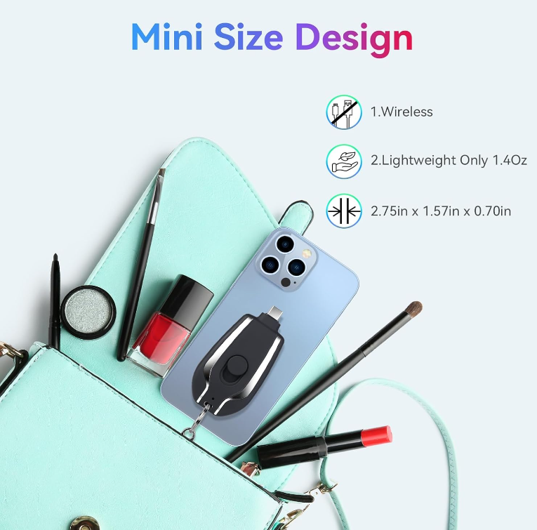 Mini Smartphone Emergency Portable Power Bank with Keychain for I phone