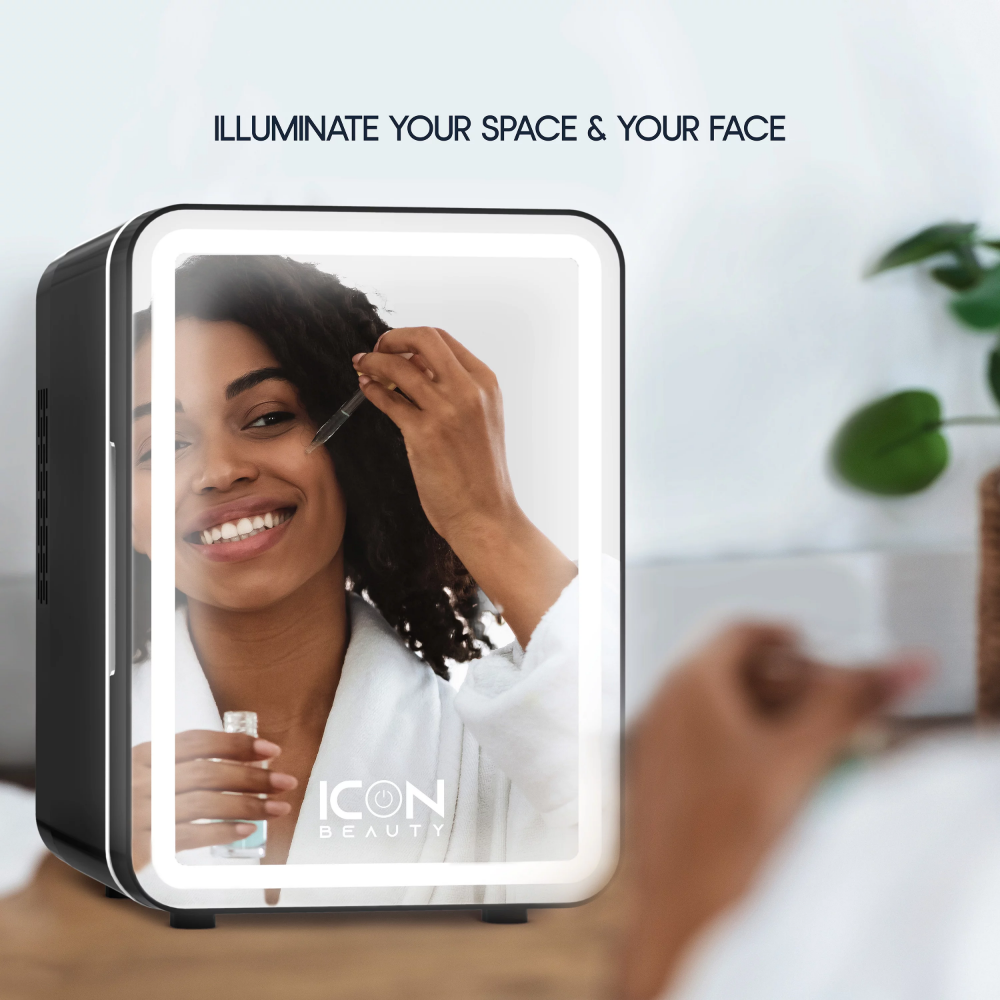 Beauty LED Makeup Skincare Food Snacks Drinks Mirror Mini Portable Fridge for Kitchen Room with Touch-Control Light
