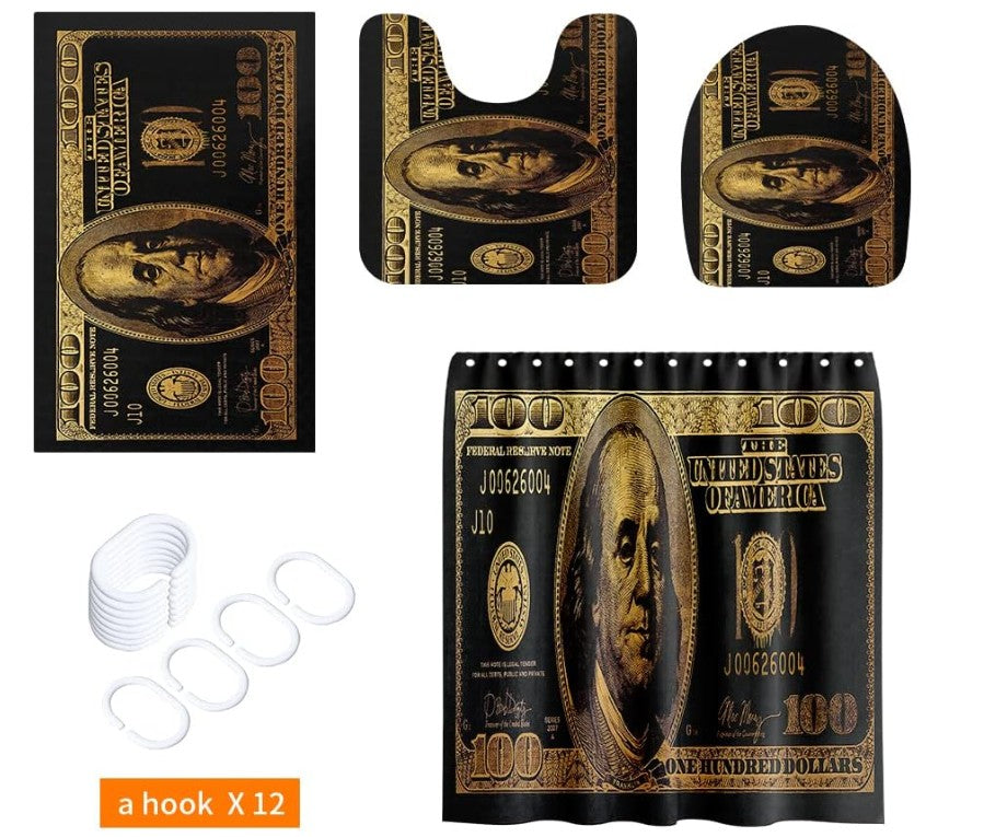 Creative $100 Dollar Bill Money Pink Black Green Non-Slip Floor Bedroom Bathroom Kitchen Long Runner Carpet Rug for Home Decor Size Small Medium Large