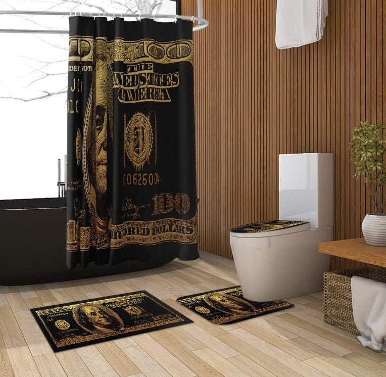 Creative $100 Dollar Bill Money Pink Black Green Non-Slip Floor Bedroom Bathroom Kitchen Long Runner Carpet Rug for Home Decor Size Small Medium Large