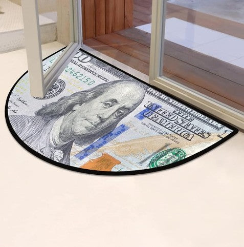 Creative $100 Dollar Bill Money Pink Black Green Non-Slip Floor Bedroom Bathroom Kitchen Long Runner Carpet Rug for Home Decor Size Small Medium Large