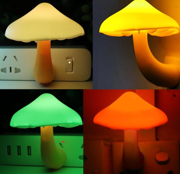 Mushroom-shaped LED Lights With Automatic Sensors, Indoor Decoration Lamps for Hallways Bedrooms Nursey Bathrooms Kitchen Stairs 1-3 Pack