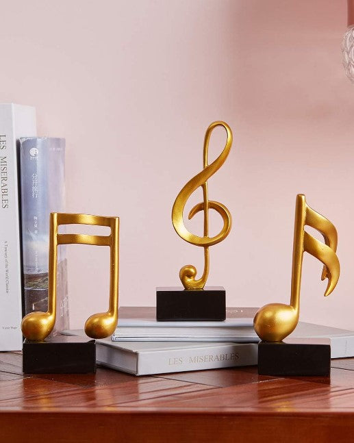 3pcs Music Note Musical Modern Figurine Decor Gift Statue Sculpture for Table Centerpiece Craft Shelf Room Decor