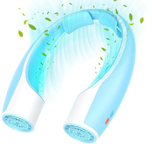 Portable Hands-Free Travel Neck Fan - 4000mAh Battery, USB-C Rechargeable, Ultra-Quiet, 4 Adjustable Speeds – Perfect for Office, Outdoor Workout Travel Use