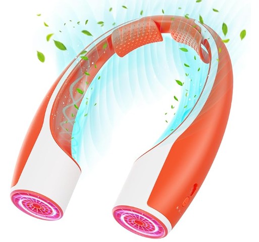 Portable Hands-Free Travel Neck Fan - 4000mAh Battery, USB-C Rechargeable, Ultra-Quiet, 4 Adjustable Speeds – Perfect for Office, Outdoor Workout Travel Use