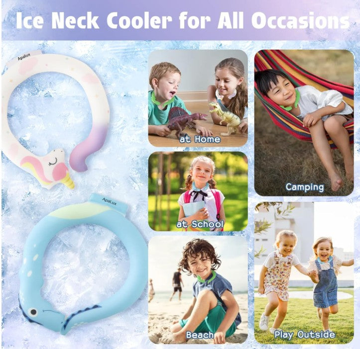 Portable Reuseable Neck Ice Gel Cooling Heat Relief Ring Cushion Tube for Women Men Kids for Summer with Carry Bag