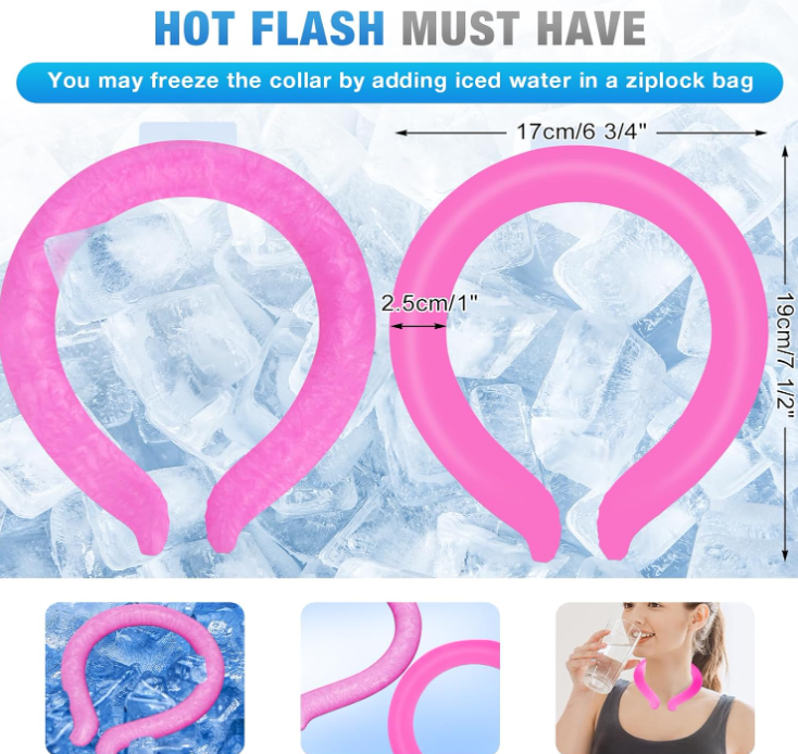 Portable Reuseable Neck Ice Gel Cooling Heat Relief Ring Cushion Tube for Women Men Kids for Summer with Carry Bag