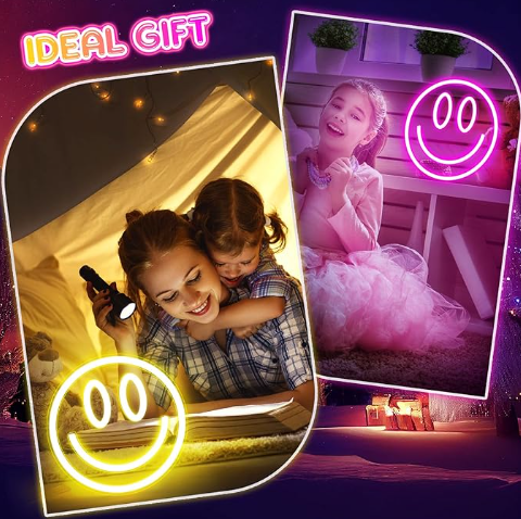 Smiley Face Mancave Love Lets Rock Neon USB LED Color Large Neon Signs Lights for Room Wall Decor