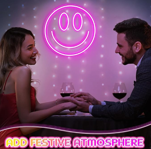 Smiley Face Mancave Love Lets Rock Neon USB LED Color Large Neon Signs Lights for Room Wall Decor