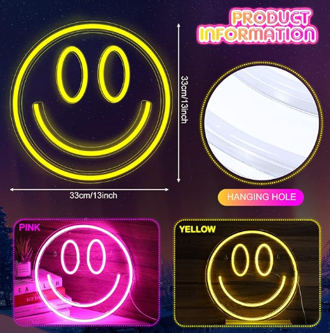 Smiley Face Mancave Love Lets Rock Neon USB LED Color Large Neon Signs Lights for Room Wall Decor