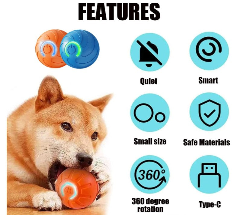 Interactive Smart Jumping Ball for Dogs Shaky Toy for Pets Vibrating Dog Balls, USB Rechargeable Dog Bouncing Entertaining Toy