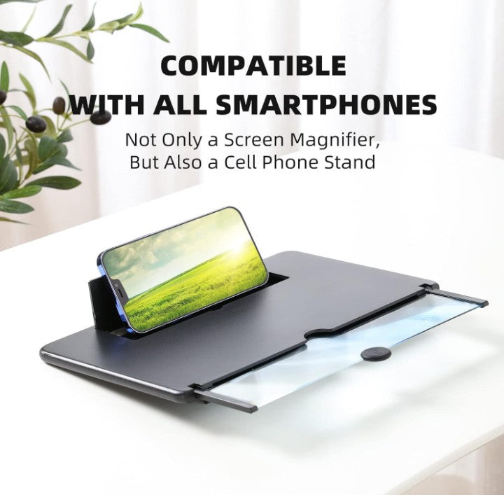 14 Inch 3D HD Mobile Universal Foldable Phone Screen Amplifier Magnifier Projector Screen Stand for Enlarging Movies Video Games Reading Compatible with All Phones