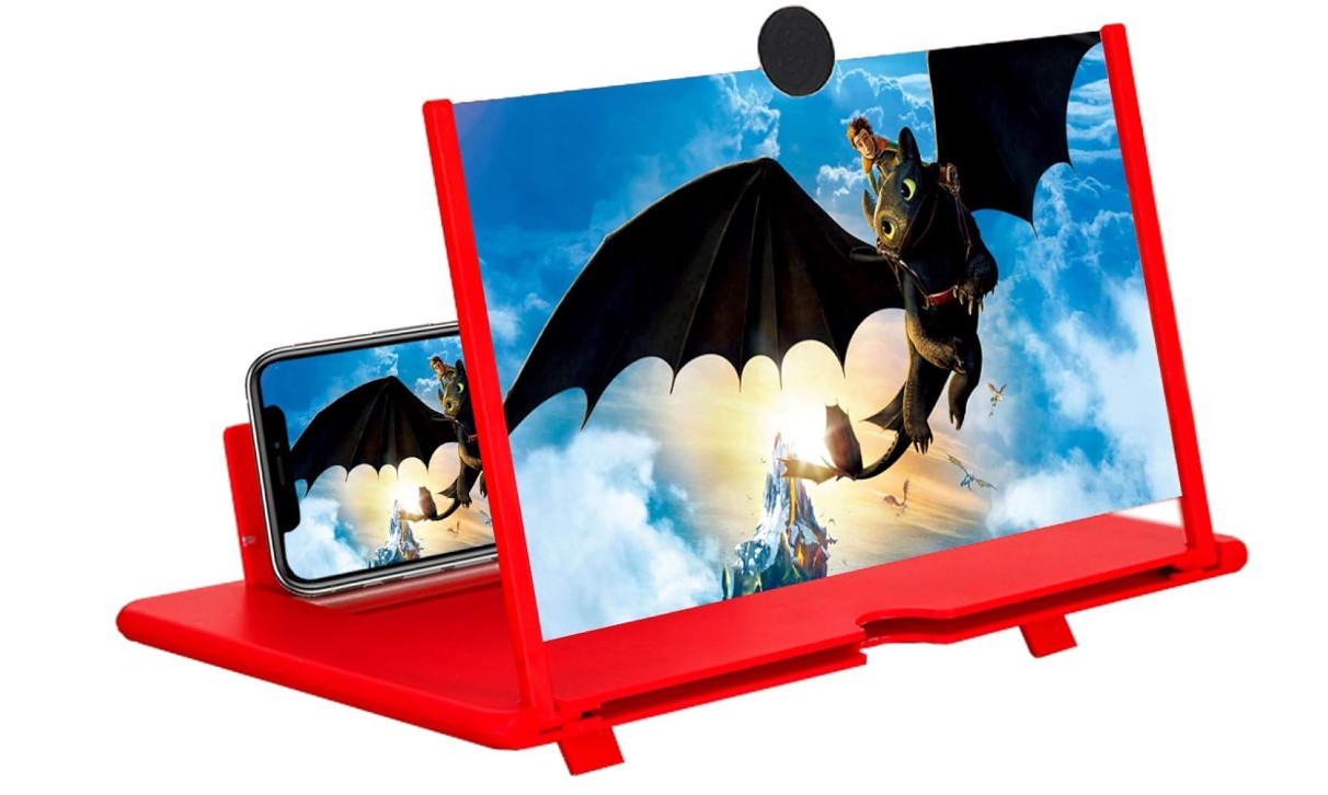 14 Inch 3D HD Mobile Universal Foldable Phone Screen Magnifier Projector Screen Stand for Enlarging Movies Video Games Reading for All Phones