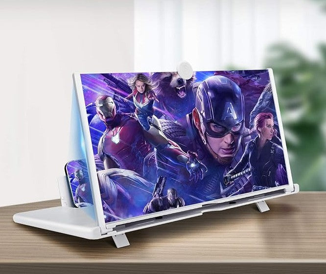 14 Inch 3D HD Mobile Universal Foldable Phone Screen Amplifier Magnifier Projector Screen Stand for Enlarging Movies Video Games Reading Compatible with All Phones
