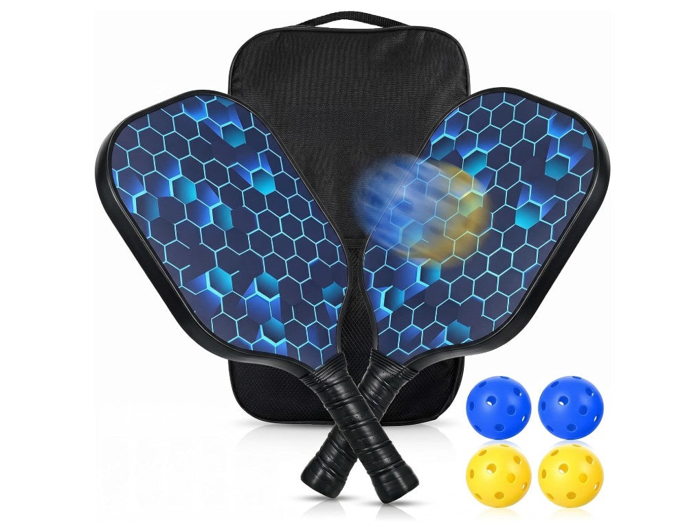 Pickleball Paddles, Pickleball Set with 2 or 4 Premium Wood Pickleball Paddles, 4 Pickleball Balls, 4 Cooling Towels & Carry Bag