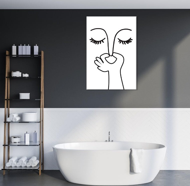 Funny Positive Smiley Face Bathroom Living Room Bedroom Wall Decor Black and White Wall Art Poster Bad Smell Humorous Guest Toilet Picture Print Painting Modern Minimalistic Bathroom Sign Unframed
