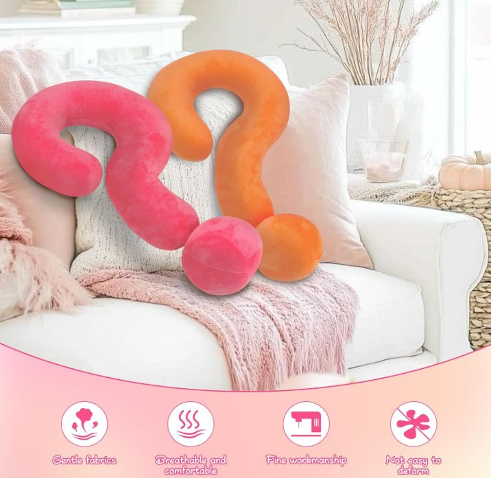 Question Mark Colorful Soft Plush Comfortable Fabric Neck Pillow for Travel Airplane Car Train for Adults and Kids