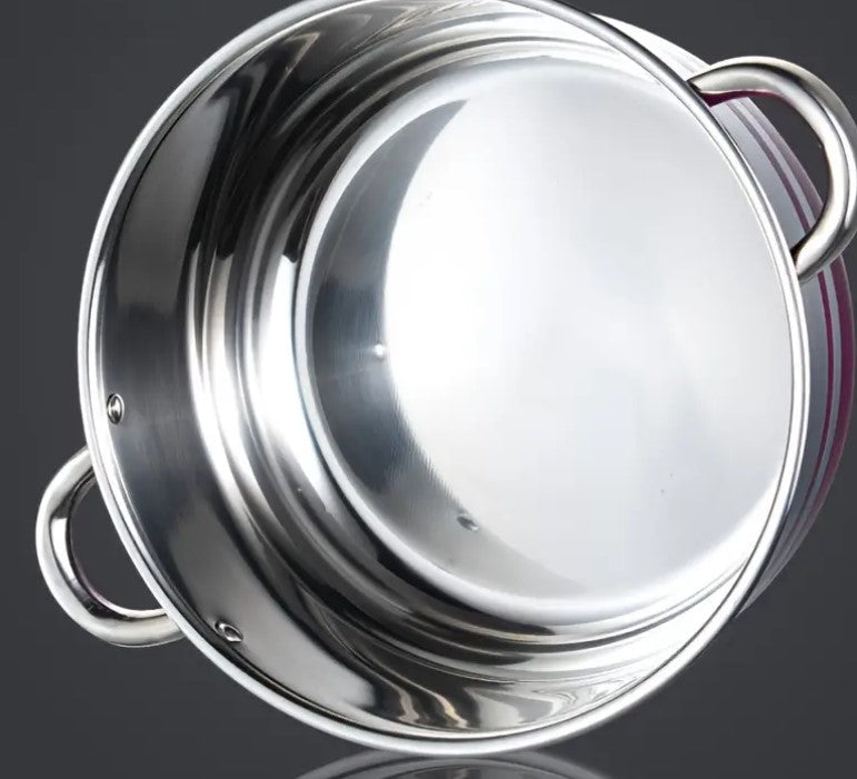 8 Piece Rainbow Iridescent Purple Green Blue Red Stainless-Steel Non-Stick Cookware Pots Pans Set for Kitchen