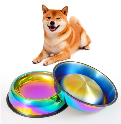 Stainless Steel Rainbow Color Dog Cat Slow Feeder Bowls