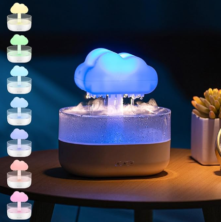 Rain Cloud Aromatherapy Humidifier with Water Drop Sound and 7 Color Led Night Lights
