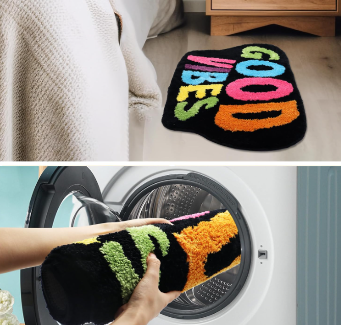 Unique Fun Design Floor Mat Carpet Bedroom Bathroom Home Decor Nonslip Absorbent Neon Rugs