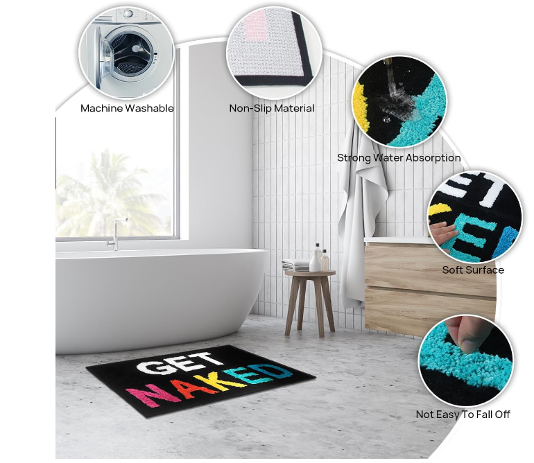 Unique Fun Design Floor Mat Carpet Bedroom Bathroom Home Decor Nonslip Absorbent Neon Rugs