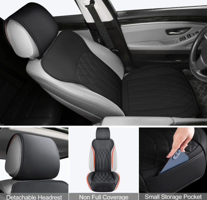 6 -24 Pack Leather Universal Front Back Auto Seat Waterproof Protectors Covers Sets with Matching Interior Accessories